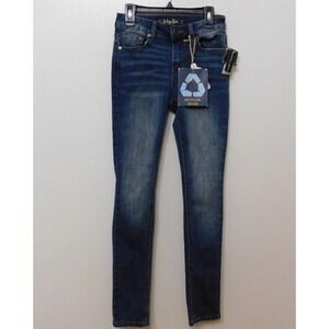 JR504 Indigo Rein Juniors' Cuffed Cropped Mid Rise Skinny Jeans Size 0